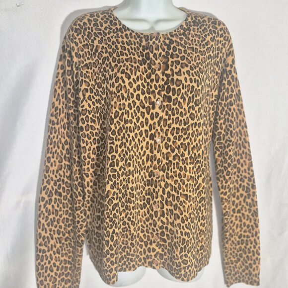 SAG HARBOR animal print, button-front sweater in size XL  NWOT - Picture 11 of 16